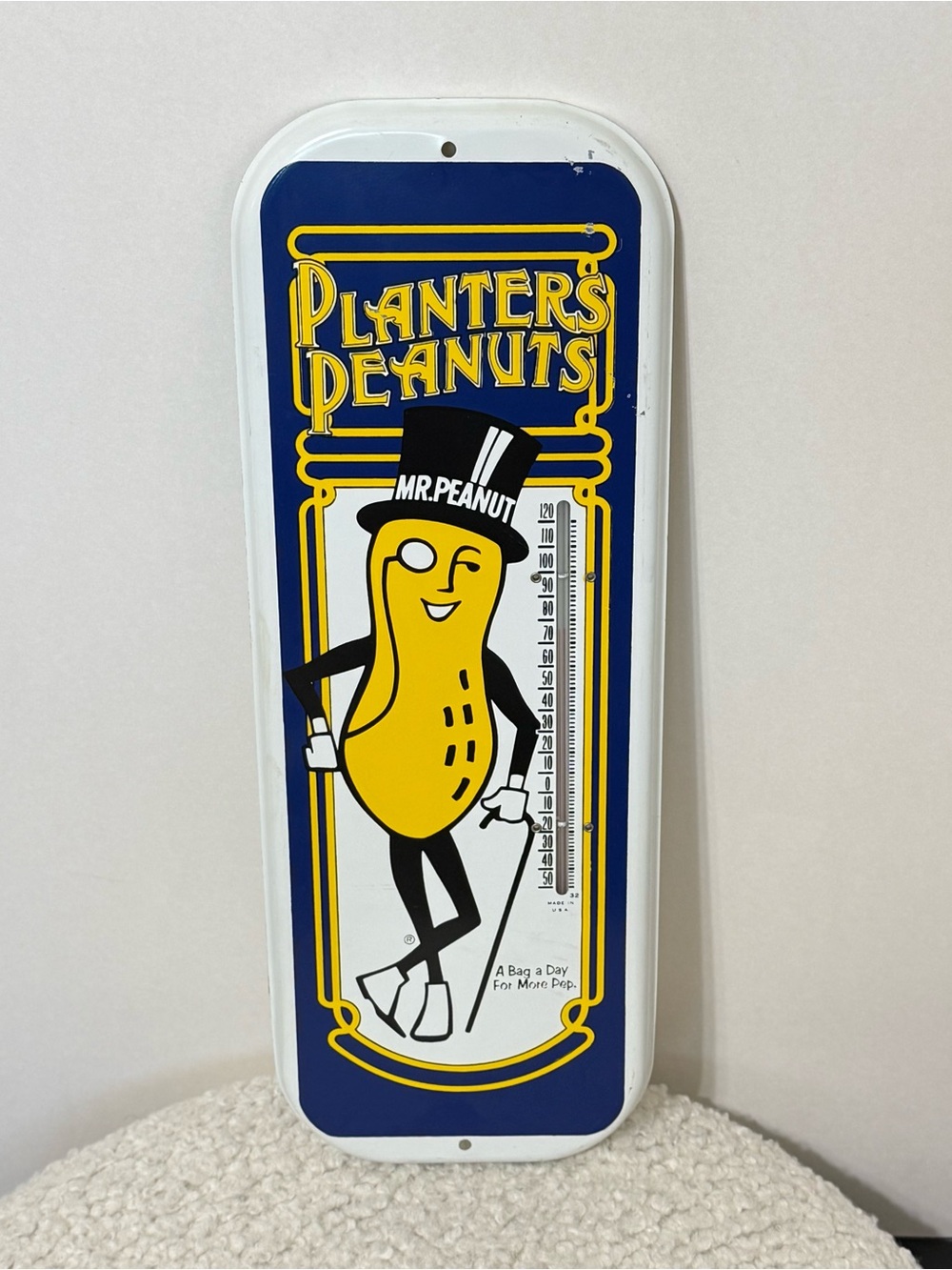 Vintage Metal Planters Peanuts Advertising Sign Thermometer RARE Mr Peanut